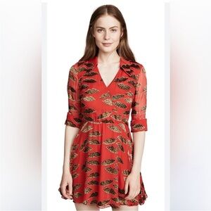 Alice + Olivia Red Leopard Print Dress